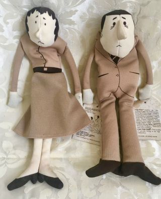 Vintage Pair Copeless People Stuffed Floppy Doll Figure Sad - Fleminger 1979