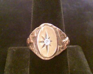 Antique Brass Art Deco / Art Nouveau Nude Diamond Ring (size 10) - Crown Mark 3