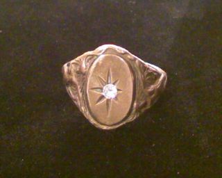 Antique Brass Art Deco / Art Nouveau Nude Diamond Ring (size 10) - Crown Mark 6