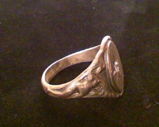 Antique Brass Art Deco / Art Nouveau Nude Diamond Ring (size 10) - Crown Mark 8