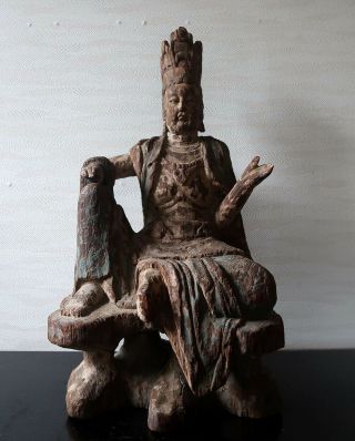 MUSEUM QUALITY CHINESE A POLYCHROMED WOOD FIGURE OF GUANYIN MING DYNASTY 2