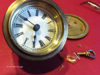 Antique Hamburg American Clock Brass 30 Hr.  Movement For Repair Or Restore Other