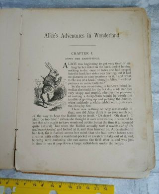 Antique Late 1800s ALICE ' S ADVENTURES IN WONDERLAND by Lewis Carroll Hardcover 6