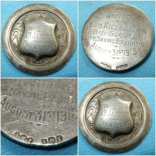 Scarce Antique 1918 Boy Scouts Life Saving Exhibition Silver Medal Scouting