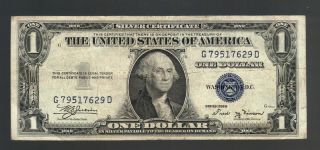 $1 1935b Usa Silver Certificate One Dollar Antique Money Note Blue Seal Old Bill