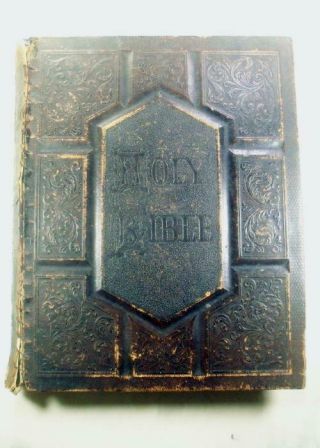 Antique 1891 Holy Bible Genealogy Of Vincent,  Murray,  & Long Family