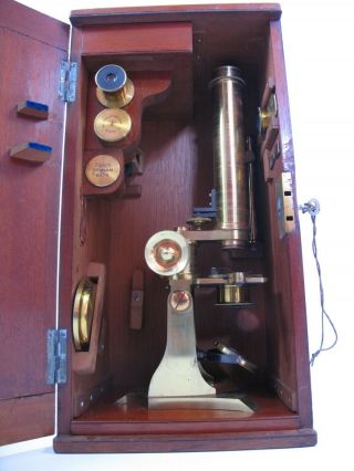 Cased Antique Monocular Microscope Outfit By Philip Braham.  Bath.