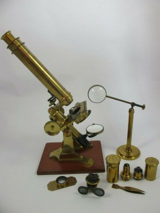 Cased Antique Monocular Microscope outfit by Philip Braham.  Bath. 4