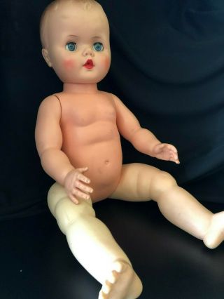 Vintage 25” Hard Plastic/rubber Baby Doll - Circa 1950s
