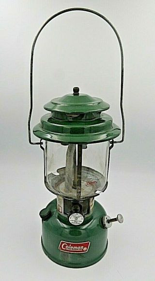 Vintage Green Coleman Double Mantle Camping Lantern Model 220k -