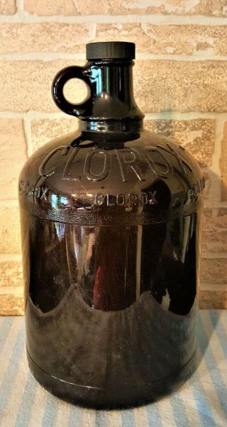 Antique Brown Glass 1 Gallon Clorox Jug/bottle With Cap Really Awesome