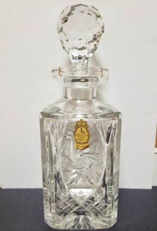 Vintage Imperluxe Hand Cut Lead Crystal Decanter Made In Poland 9 " Tall