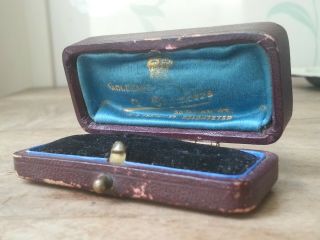 Victorian Antique Leather Silk Earring Bar Brooch Jewellery Box Art Nouveau