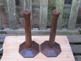 Wooden Arts & Crafts Style Period Candlesticks