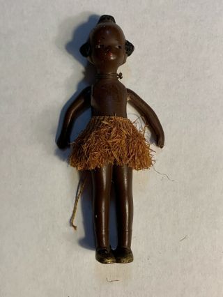 Antique German Doll Small Black African Bisque Jointed Arms.  Germany
