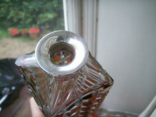 Old Antique Art Deco Cut Crystal Amber Glass Sterling Silver Decanter Spanish 6