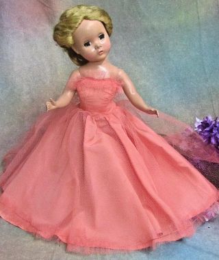 Vintage 1950 Sweet Sue Cissy Revlon Doll Dress Coral Taffeta Tulle Netting 18 "