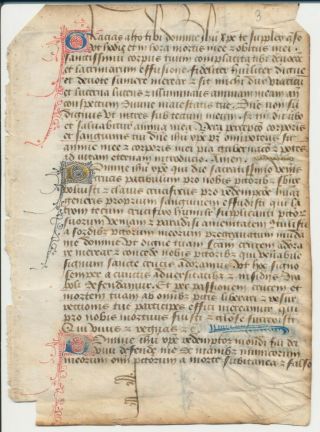 Manuscript Leaf From 15th - Century Book Of Hours - Sacramental Preparation