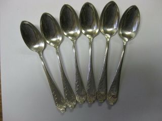 6 Silver Plated Demitasse Spoons Marked Rogers Aa,  4 1/2 Inches Long