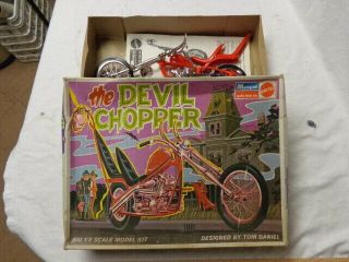 1971 Monogram Plastic Model Kit,  The Devil Chopper,  Built - Up,  5989,  Vg,