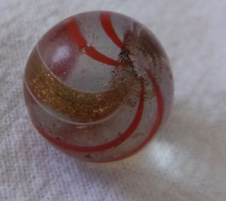 Clear Lutz With Red Stripes From Century Old Vintage Antique Marbles Bag