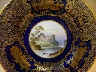 Spode Copeland ' s Barnyard Castle Cabinet Plate Ornate Gold Trim Antique [c] 2