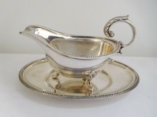 Silver Plate Plated Gravy Sauce Boat And Tray By J.  T & Co Ltd Made In England