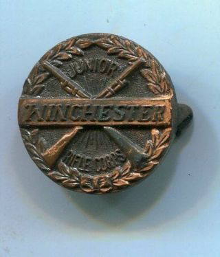 Vintage Antique Winchester Junior Rifle Corps Member Lapel Pin Button