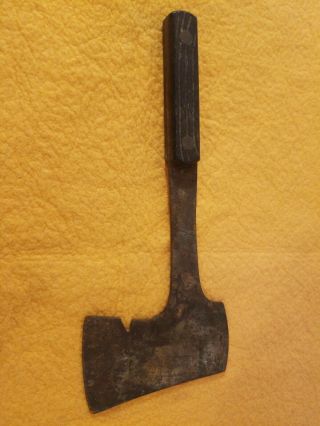 Small Antique Steel Metal 10 " Hatchet Axe Wooden Handle