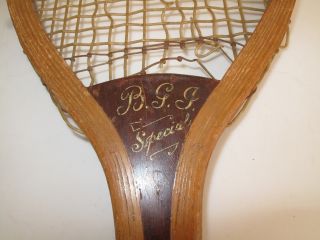 BRIDGEPORT GUN IMPLEMENT CO Flat Top Antique Tennis Racquet - 1890 ' s - NY NY OLD 2
