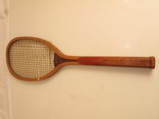 BRIDGEPORT GUN IMPLEMENT CO Flat Top Antique Tennis Racquet - 1890 ' s - NY NY OLD 4