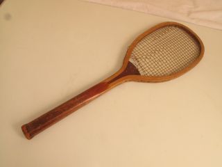 BRIDGEPORT GUN IMPLEMENT CO Flat Top Antique Tennis Racquet - 1890 ' s - NY NY OLD 7
