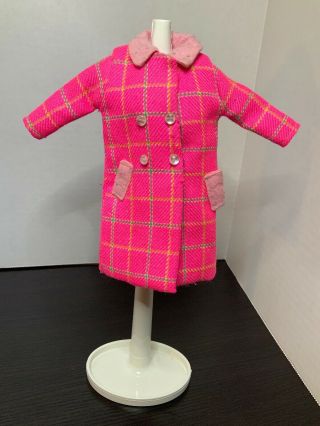Vintage Barbie Clone Maddie Mod Tressy Sindy Hot Pink Plaid Coat