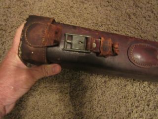 Vintage Antique Leg of Mutton Brown Leather Shotgun Gun Case,  OLD 6