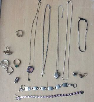 Antique Vtg Mod Jewellery Silver 925 Bracelets Necklace Earrings Rings Not Scrap