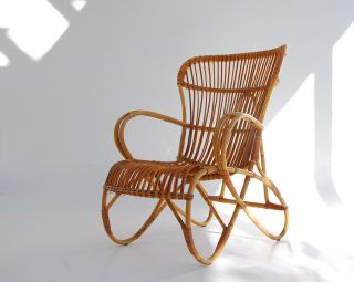Rohe - Midcentury Modern Rotan/rattan Curved Lounge Chair