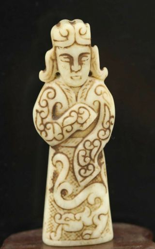 Chinese Natural Jade Hand - Carved Statue Buddha Pendant 3.  1 Inch