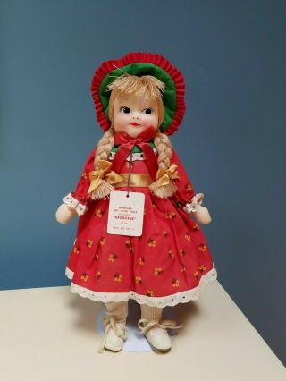 Vintage Georgene Averill 13 " Girl Cloth Doll 1950 