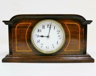 Antique French Timepiece Mantel Clock 8 Day Inlaid Decorated Mahogany Desk Clock 2