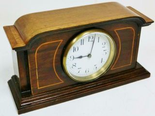 Antique French Timepiece Mantel Clock 8 Day Inlaid Decorated Mahogany Desk Clock 3