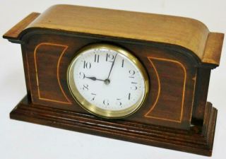 Antique French Timepiece Mantel Clock 8 Day Inlaid Decorated Mahogany Desk Clock 5