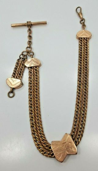 Antique Victorian Gold Filled Slide Pocket Watch Chain