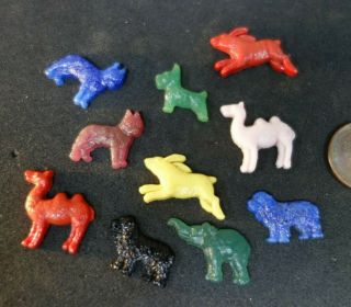 10 Vintage Czech Glass Camel Rabbit Elephant Dog Figural Jewelry Piece Beads