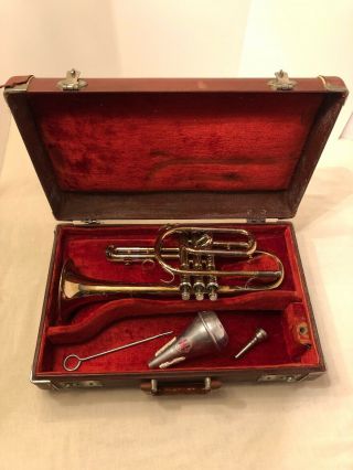 Vintage Brass Cleveland Ohio King Superior Trumpet Cornet With Case H N White