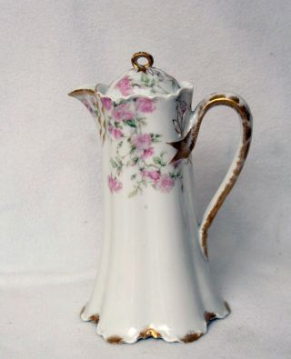 Theodore Haviland Antique Chocolate Pot Coffee/tea Pink Roses Perfect