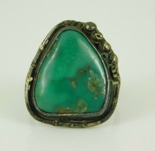 Vintage Southwestern Sterling Silver Turquoise Ring Size 8.  25