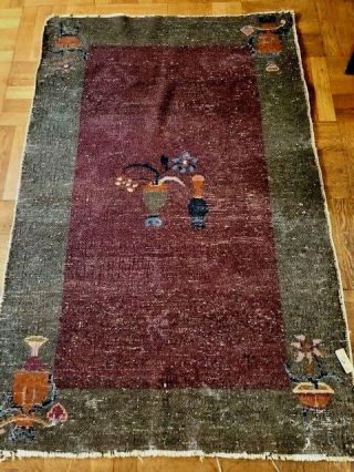 Antique Chinese Deco Rug Nichols Two - Tone Brown 3 