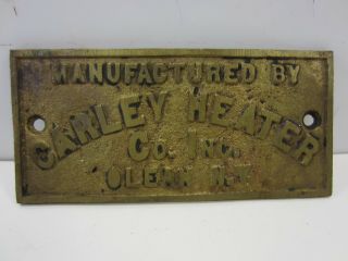 Vintage Carley Heater Co.  Brass Name Plate/emblem