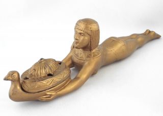 1920s - RONSON - ART DECO EGYPTIAN REVIVAL NUDE LADY FIGURAL INCENSE BURNER 3