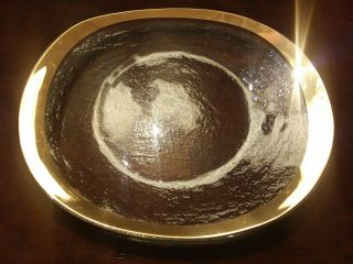 Annieglass Roman Antique/retro 24k Gold Oval Bowl Signed And Numbered 35/38